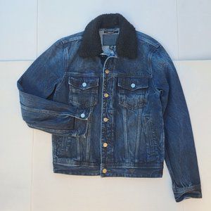 GUESS Dillon Faux-Fur Collar Denim Jacket sz S
